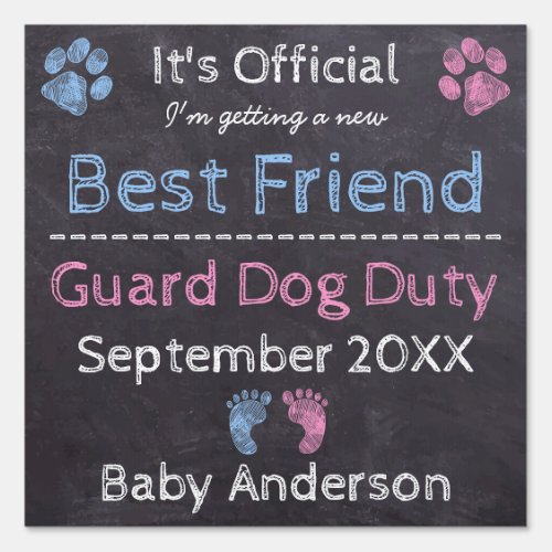 Personalized Guard Dog Duty Pregnancy Announcement Sign