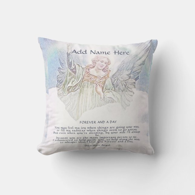 Personalized Guardian Angel Blanket Throw Pillow (Front)
