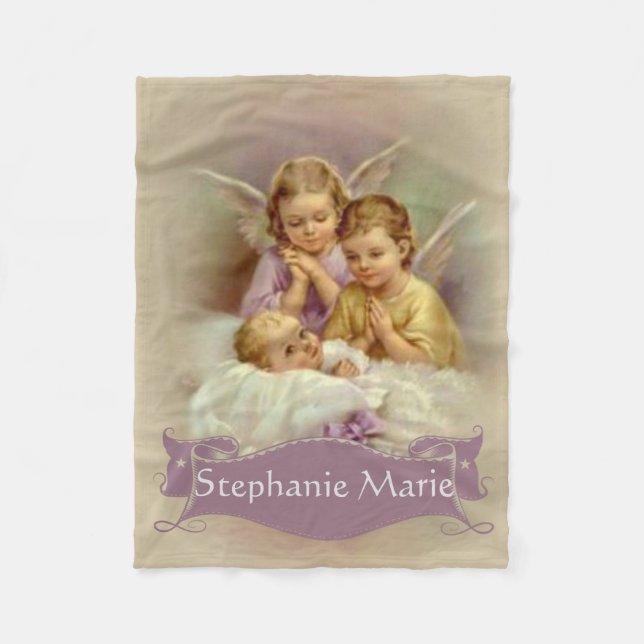 Personalized Guardian Angel Cherubs baby in Cloud Fleece Blanket (Front)
