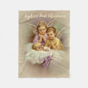 Personalized Guardian Angel Cherubs baby in Cloud Fleece Blanket