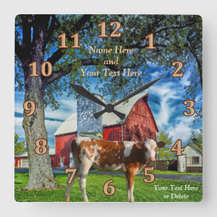 Personalized Guernsey Cow and Farm Clocks