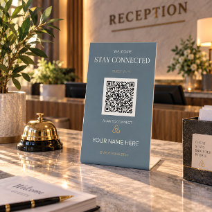 Personalized Guest WiFi QR Code Vacation Rental Pedestal Sign