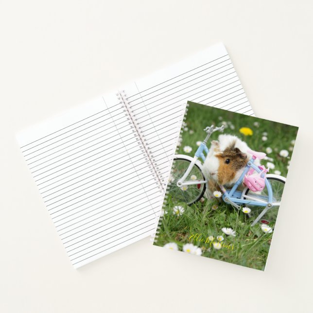 Personalized / Guinea Pig And A Bike/ Funny Photo Notebook (Inside)