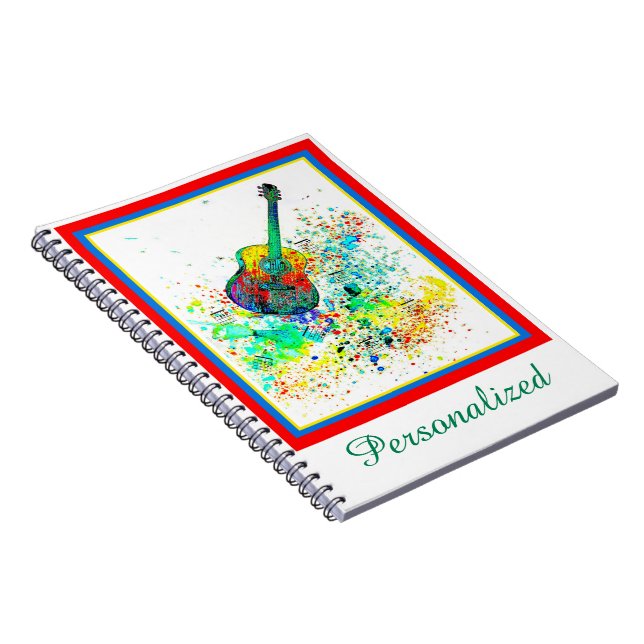 Personalized Guitar and chords splatter Notebook (Right Side)