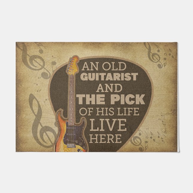 Personalized Guitar Doormat, Music Lovers Doormat (Front)