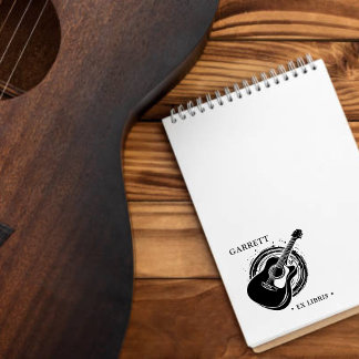 Personalized Guitar Music Ex Libris Wood Art Stamp