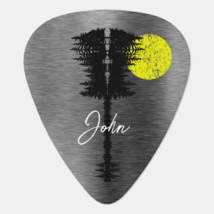 Personalized Guitar Pick Brushed Metal Silver Gray