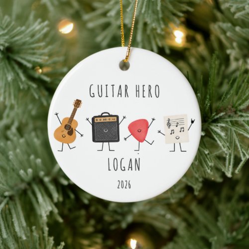Personalized Guitar Player Christmas Ornament