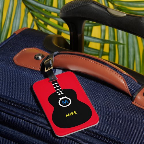 Personalized guitar_themed music luggage tag
