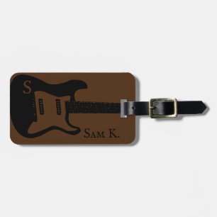 Personalized guitar-themed music luggage tag