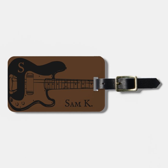Personalized guitar-themed music luggage tag (Front Horizontal)