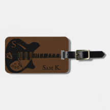 Personalized guitar-themed music luggage tag
