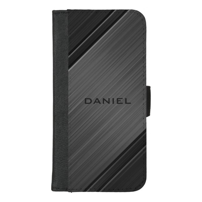 Personalized Gunmetal Grey Texture iPhone Wallet Case (Front)