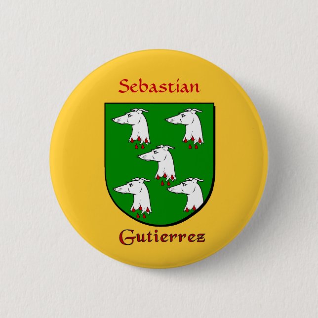 Personalized Gutierrez Historical Shield Button (Front)