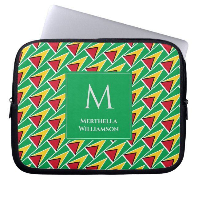 Personalized GUYANA FLAG Monogram Guyanese Laptop Sleeve (Front)