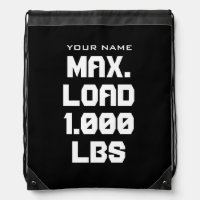 Personalized gym bag maximum load sign backpack