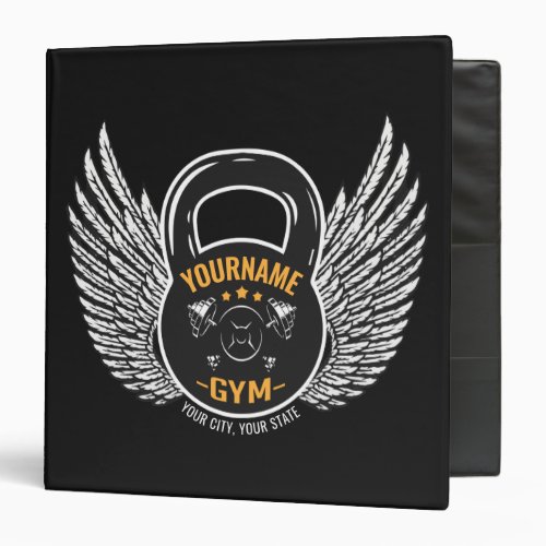 Personalized GYM Fitness Trainer Kettlebell  3 Ring Binder