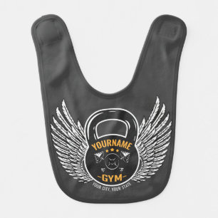 Personalized GYM Fitness Trainer Kettlebell Baby Bib