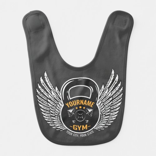 Personalized GYM Fitness Trainer Kettlebell Baby Bib