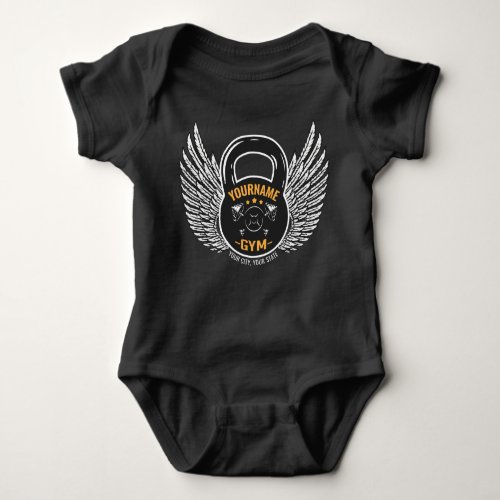 Personalized GYM Fitness Trainer Kettlebell  Baby Bodysuit