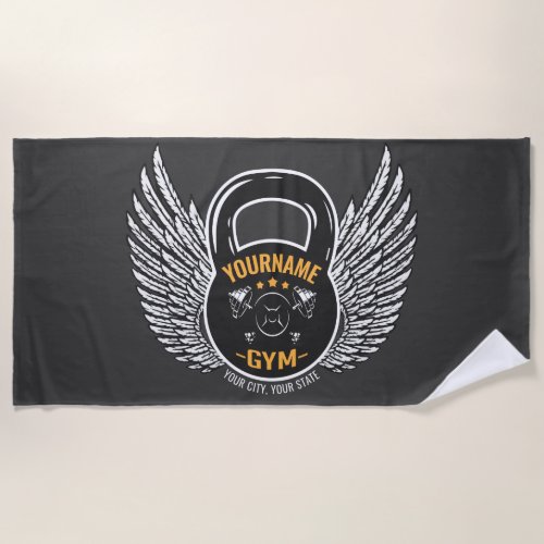 Personalized GYM Fitness Trainer Kettlebell  Beach Towel