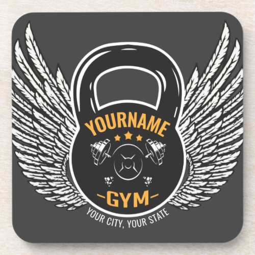 Personalized GYM Fitness Trainer Kettlebell  Beverage Coaster