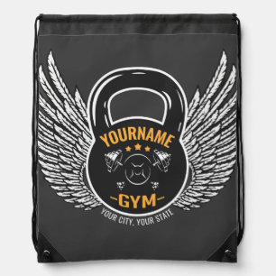 Personalized GYM Fitness Trainer Kettlebell Drawstring Bag