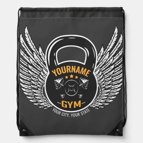 Personalized GYM Fitness Trainer Kettlebell  Drawstring Bag