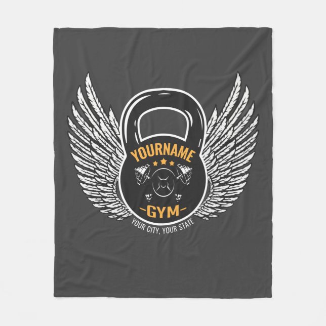 Personalized GYM Fitness Trainer Kettlebell  Fleece Blanket (Front)