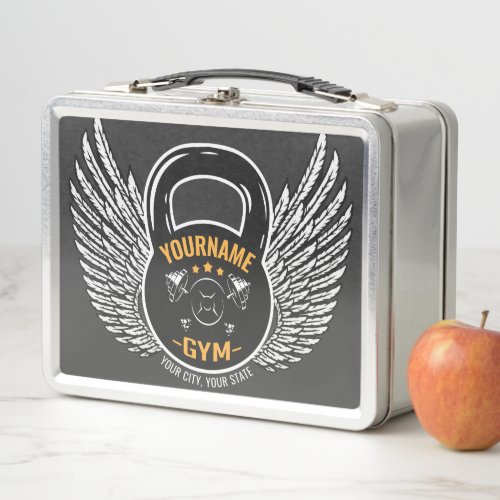 Personalized GYM Fitness Trainer Kettlebell  Metal Lunch Box