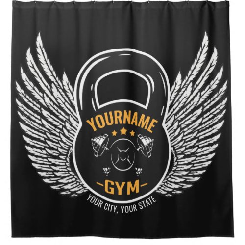 Personalized GYM Fitness Trainer Kettlebell  Shower Curtain