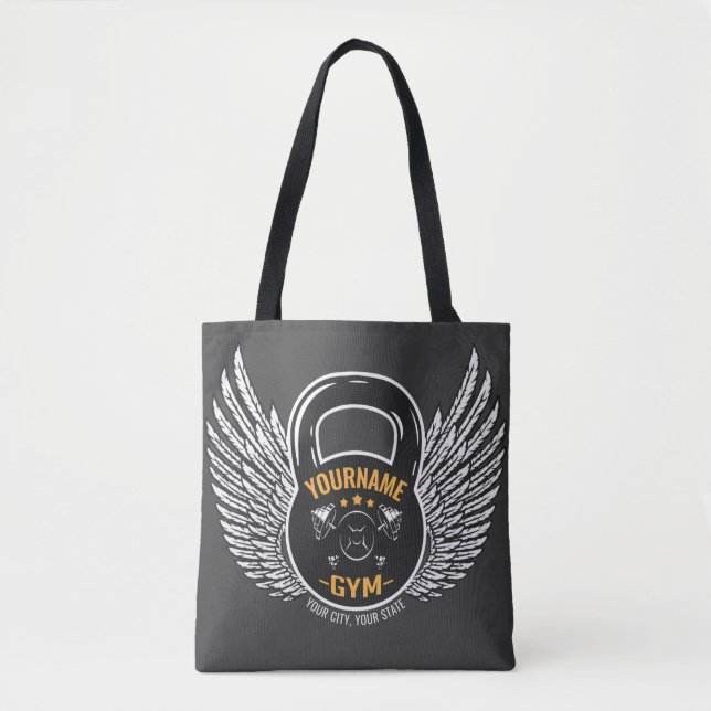Personalized GYM Fitness Trainer Kettlebell  Tote Bag (Front)