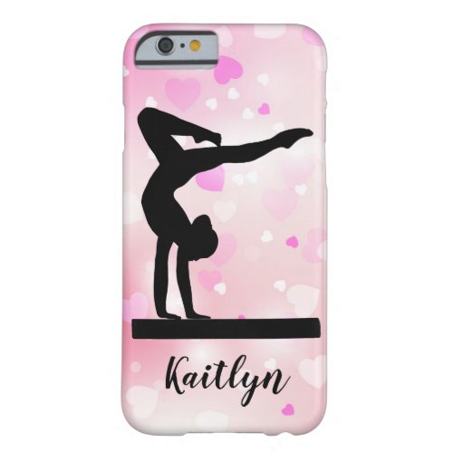 Personalized Gymnast And Heart Sparkle Pattern Barely There iPhone 6 Case