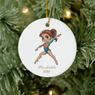 Personalized Gymnast gymnastics Girl Christmas Ceramic Ornament