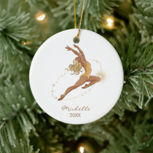Personalized Gymnast gymnastics Girl Christmas Ceramic Ornament