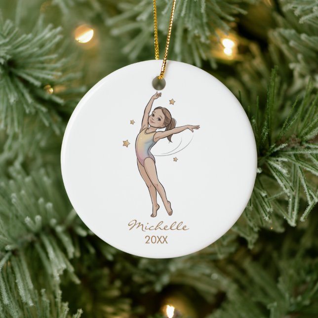 Personalized Gymnast gymnastics Girl Christmas  Ceramic Ornament (Tree)