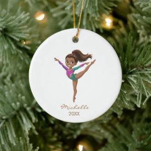 Personalized Gymnast gymnastics Girl Christmas   Ceramic Ornament