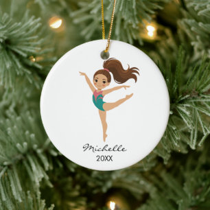  Personalized Gymnast gymnastics Girl Christmas  Ceramic Ornament