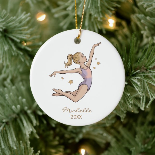 Personalized Gymnast gymnastics Girl Christmas   Ceramic Ornament (Tree)