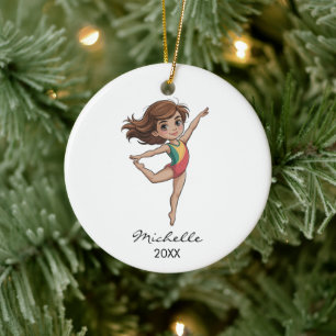 Personalized Gymnast gymnastics Girl Christmas Ceramic Ornament