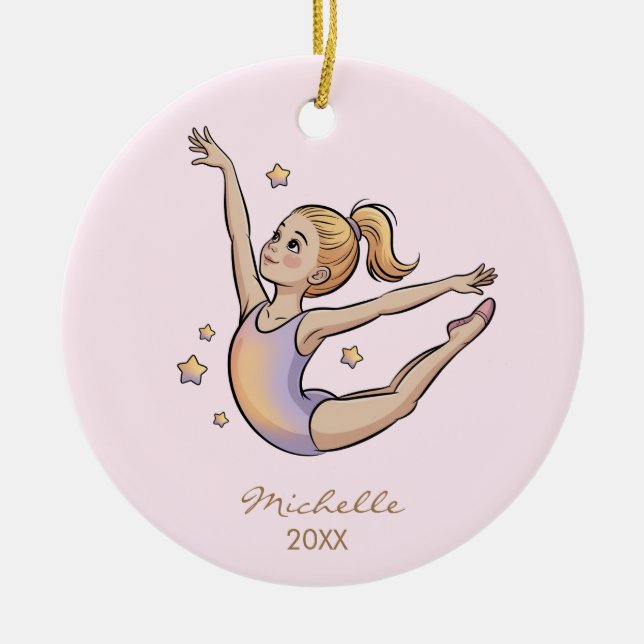 Personalized Gymnast gymnastics Girl Christmas  Ceramic Ornament (Front)