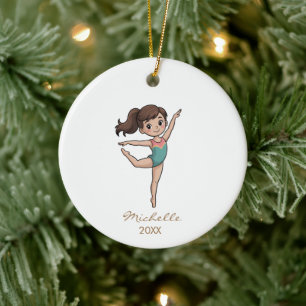 Personalized Gymnast gymnastics Girl Christmas Ceramic Ornament