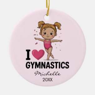 Personalized Gymnast gymnastics Girl Christmas Ceramic Ornament