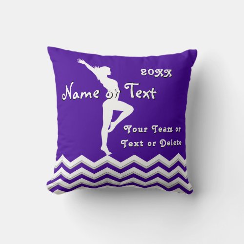 Personalized Gymnastic Gifts for Girls Colors Text Throw Pillow