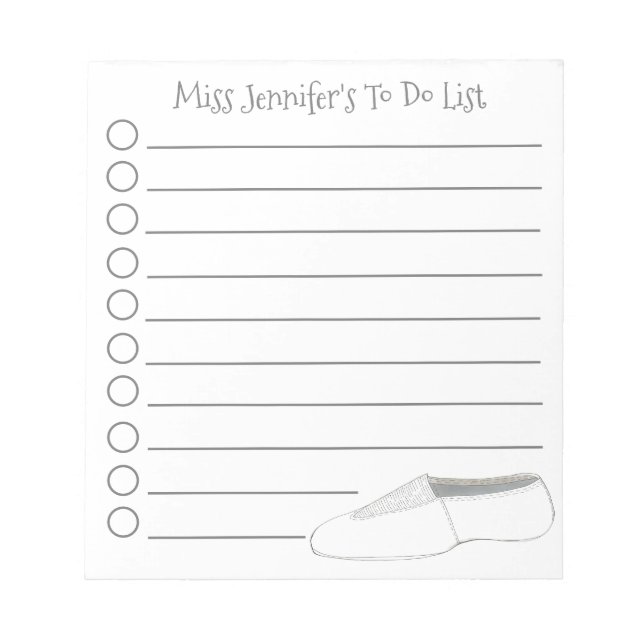 Personalized Gymnastics Acro Dance Teacher Gift Notepad (Front)