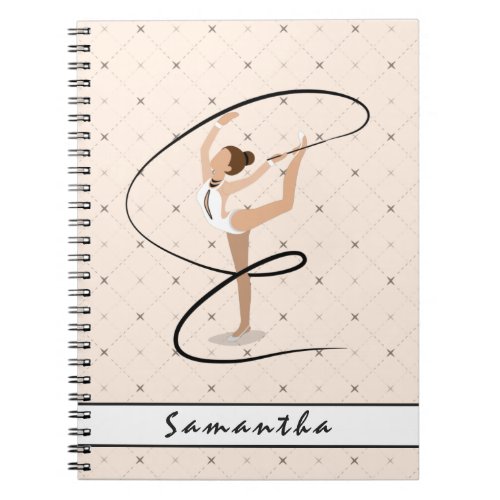 Personalized Gymnastics Baby Pink Checkered Girly  Notebook