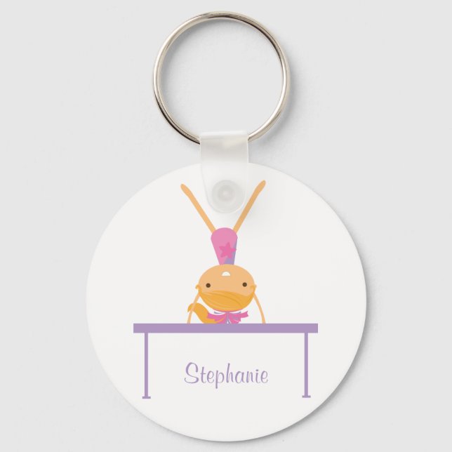 Personalized gymnastics balance beam kids keychain (Front)