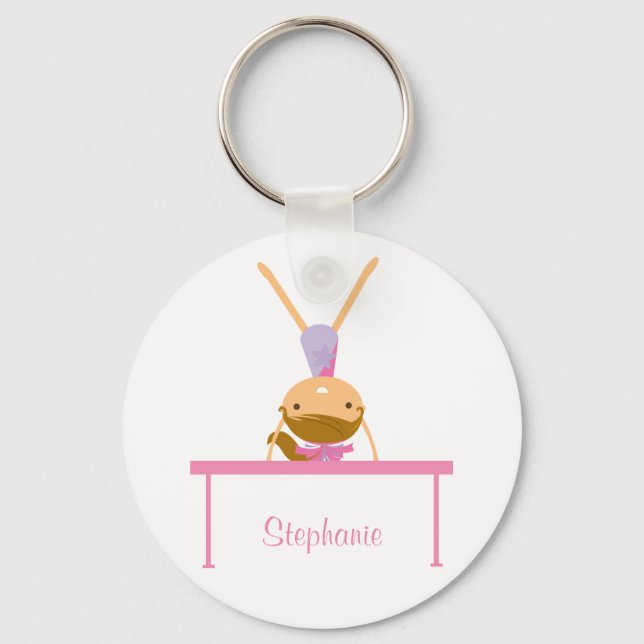 Personalized gymnastics balance beam kids keychain (Front)