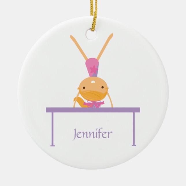 Personalized gymnastics balance beam kids ornament (Front)