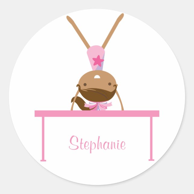 Personalized gymnastics balance beam kids stickers (Front)